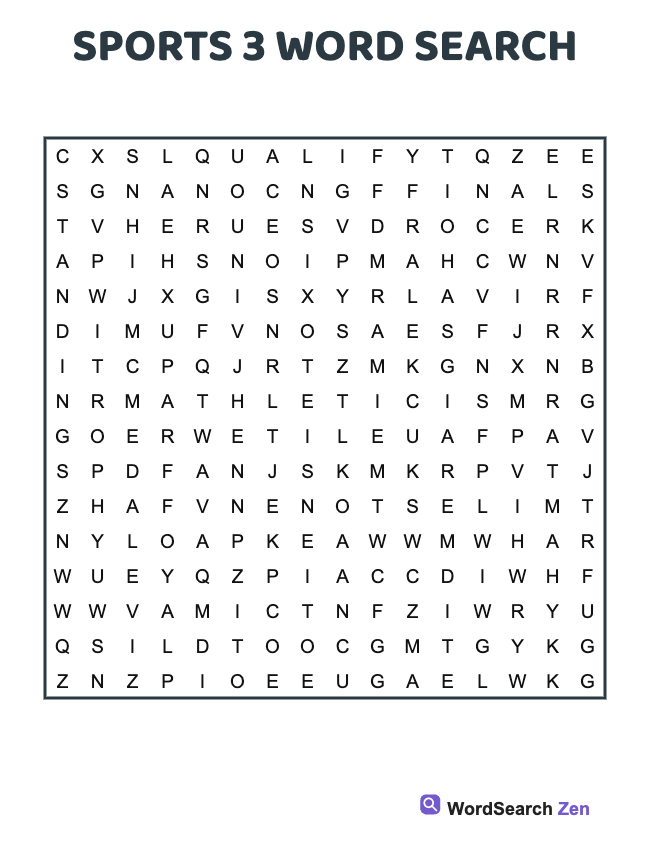Sports 3 Word Search