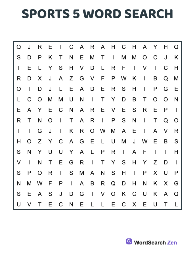 Sports 5 Word Search
