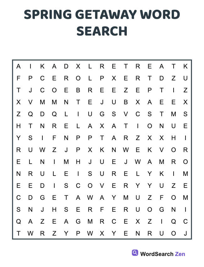 Spring Getaway Word Search