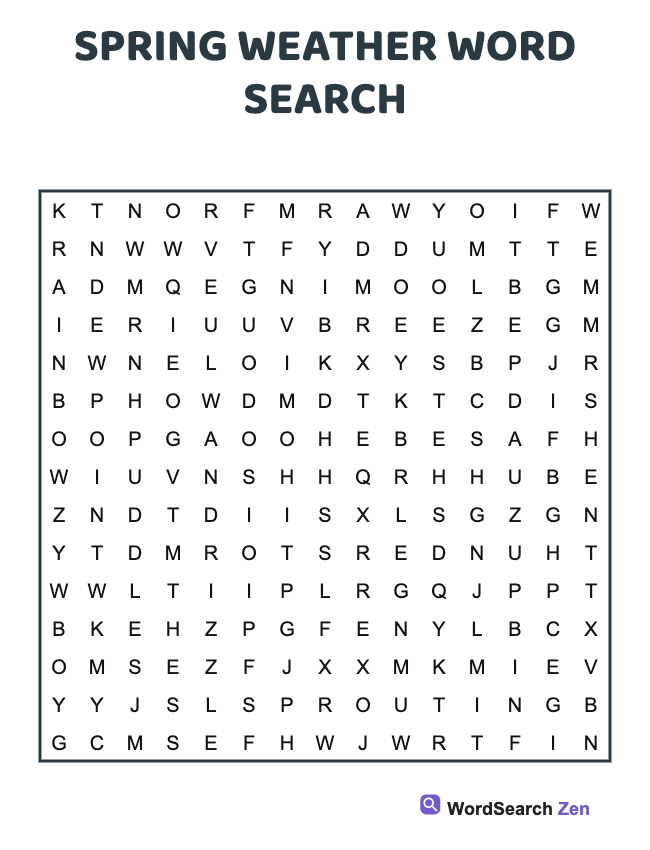 Spring Weather Word Search