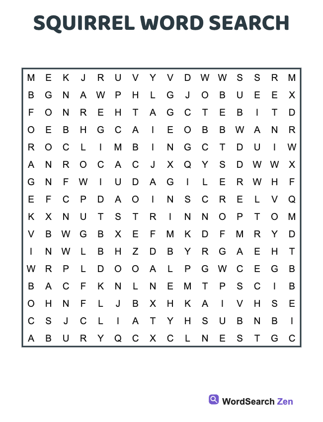 Squirrel Word Search