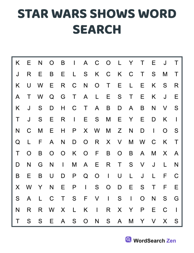 Star Wars Shows Word Search