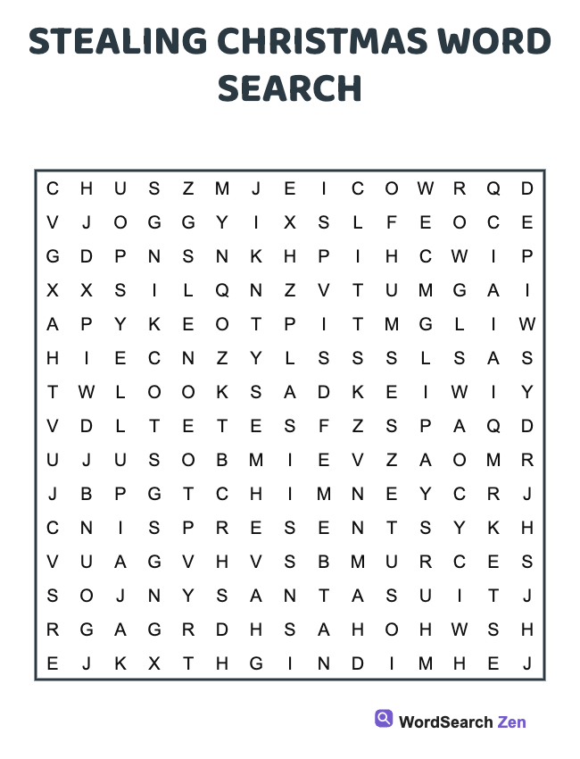 Stealing Christmas Word Search