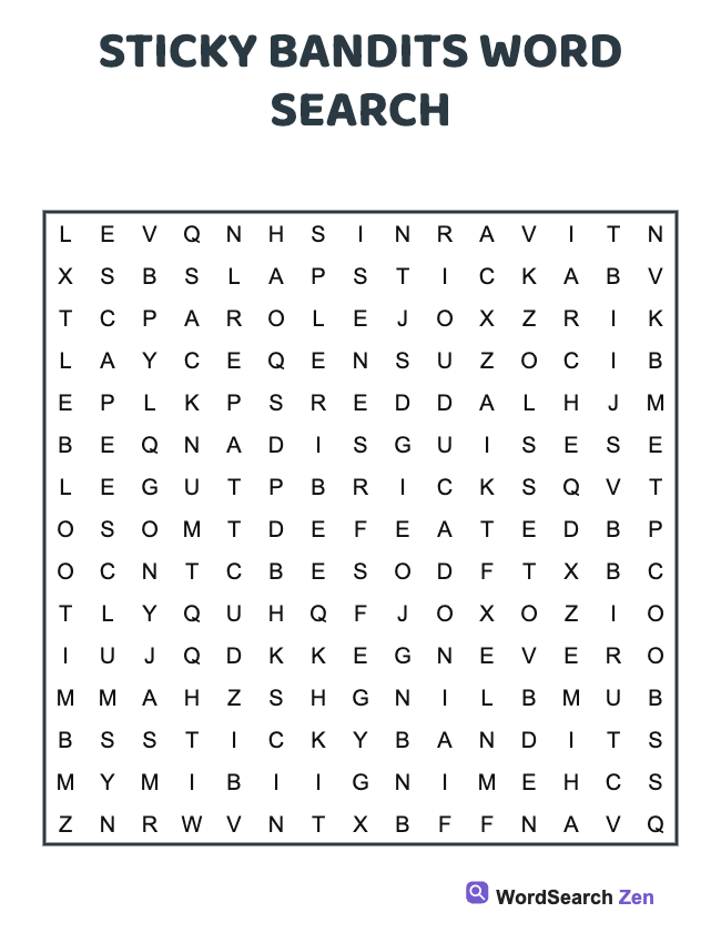 Sticky Bandits Word Search