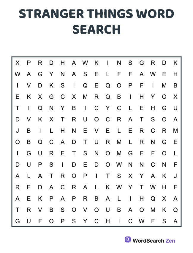 Stranger Things Word Search