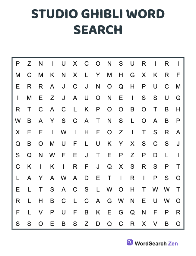 Studio Ghibli Word Search