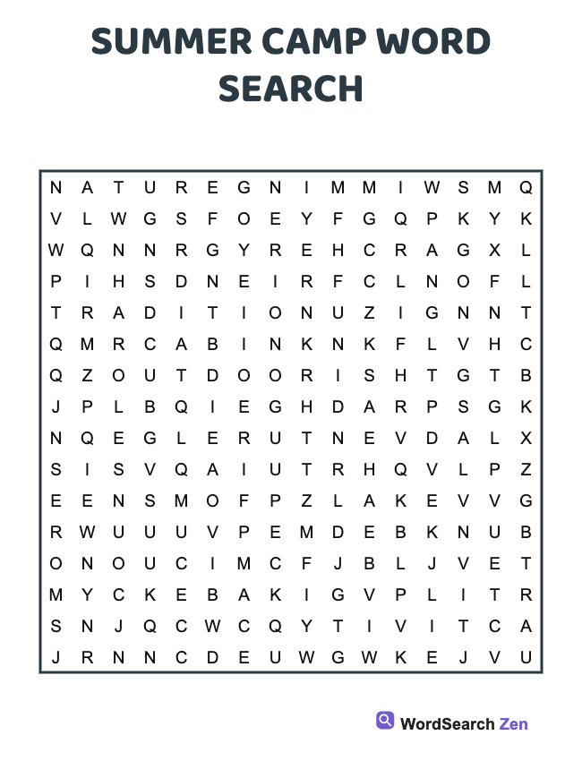 Summer Camp Word Search