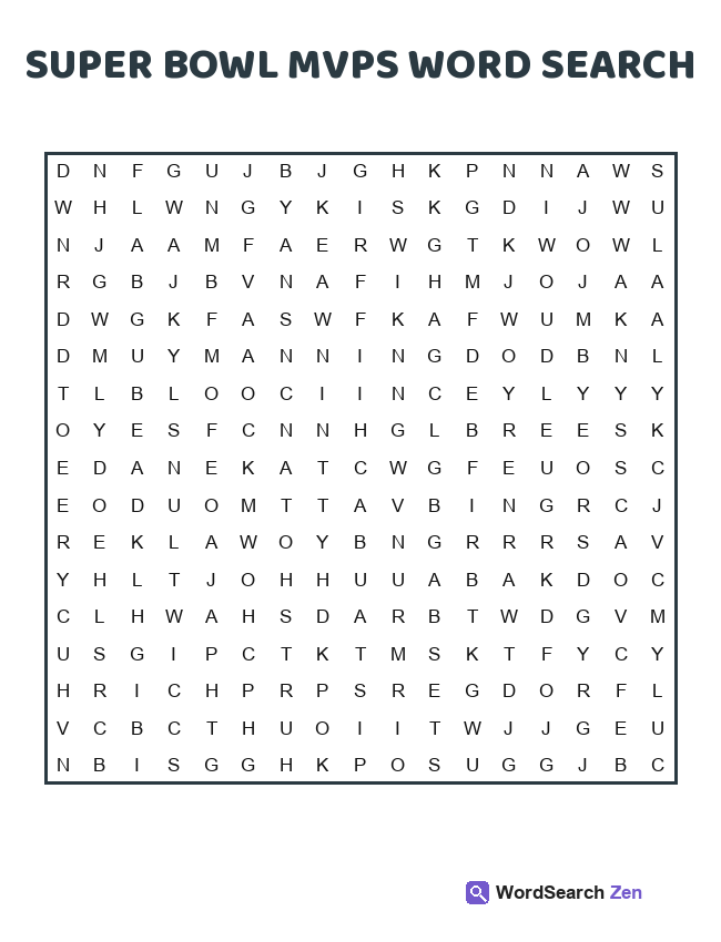 Super Bowl MVPs Word Search