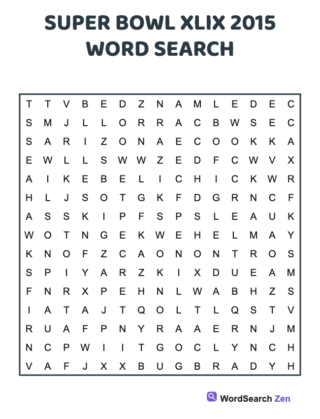 2015 Super Bowl XLIX Word Search