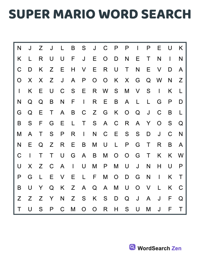 Super Mario Word Search