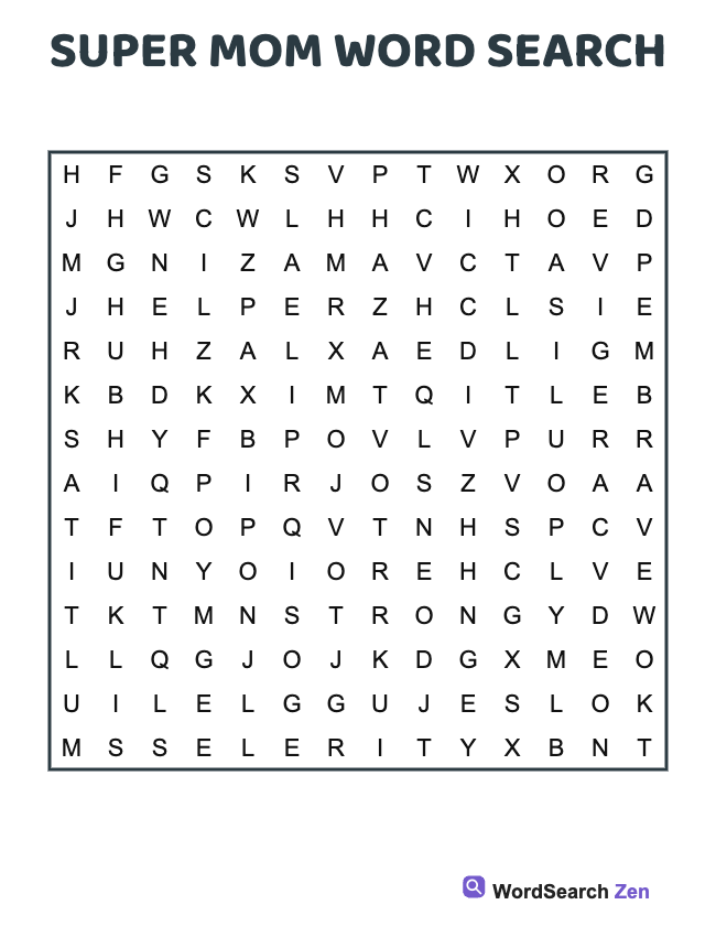 Super Mom Word Search