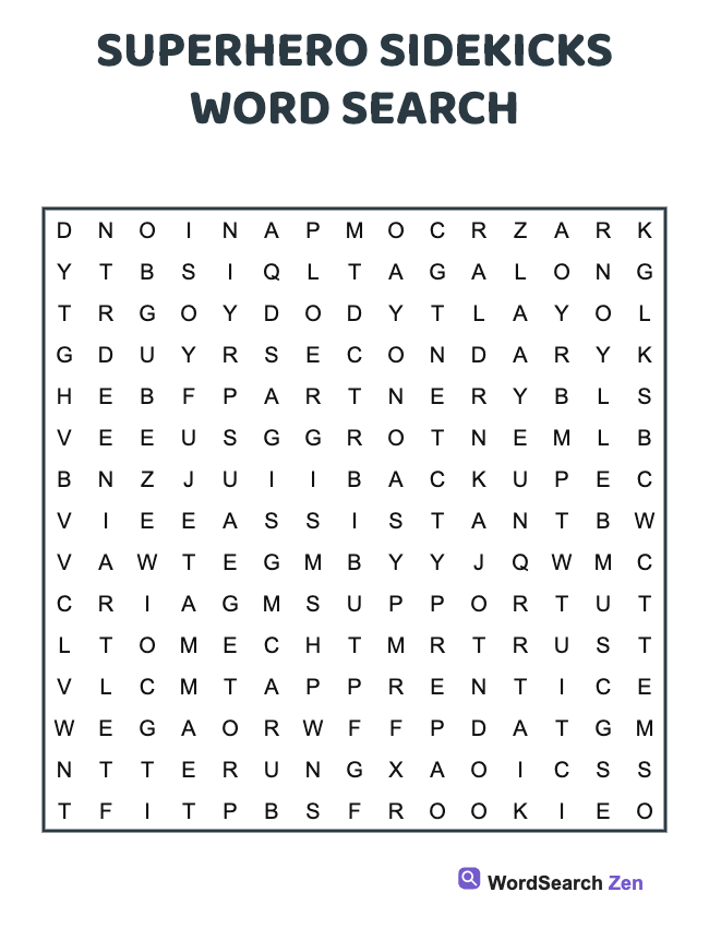 Superhero Sidekicks Word Search