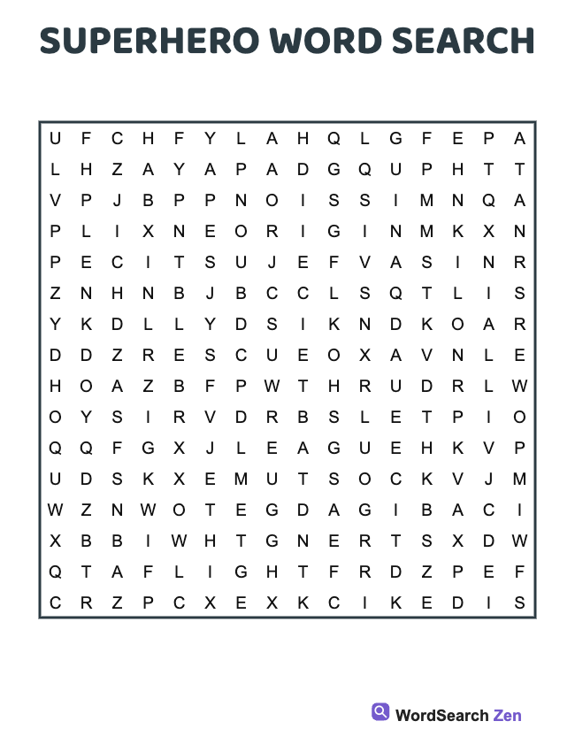 Superhero Word Search