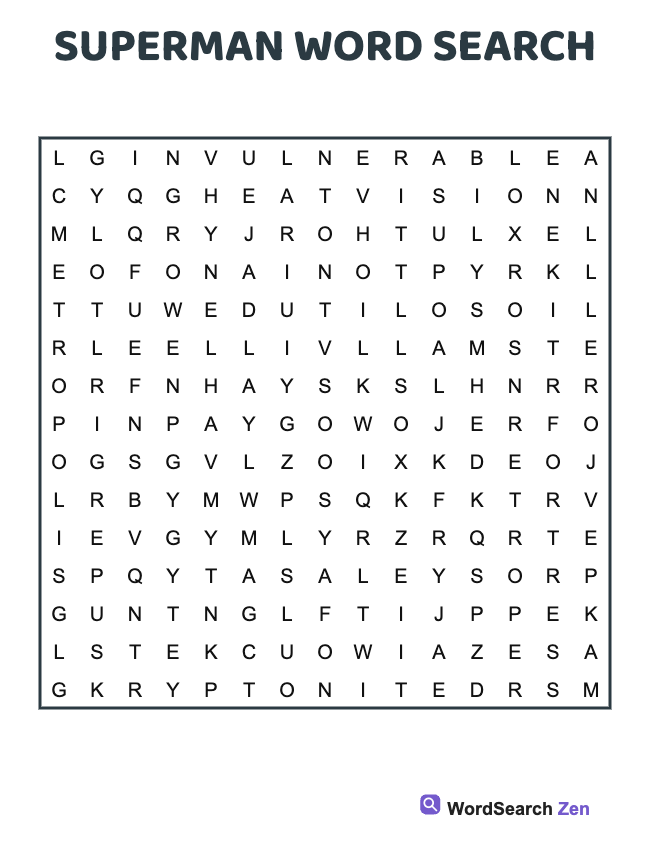 Superman Word Search