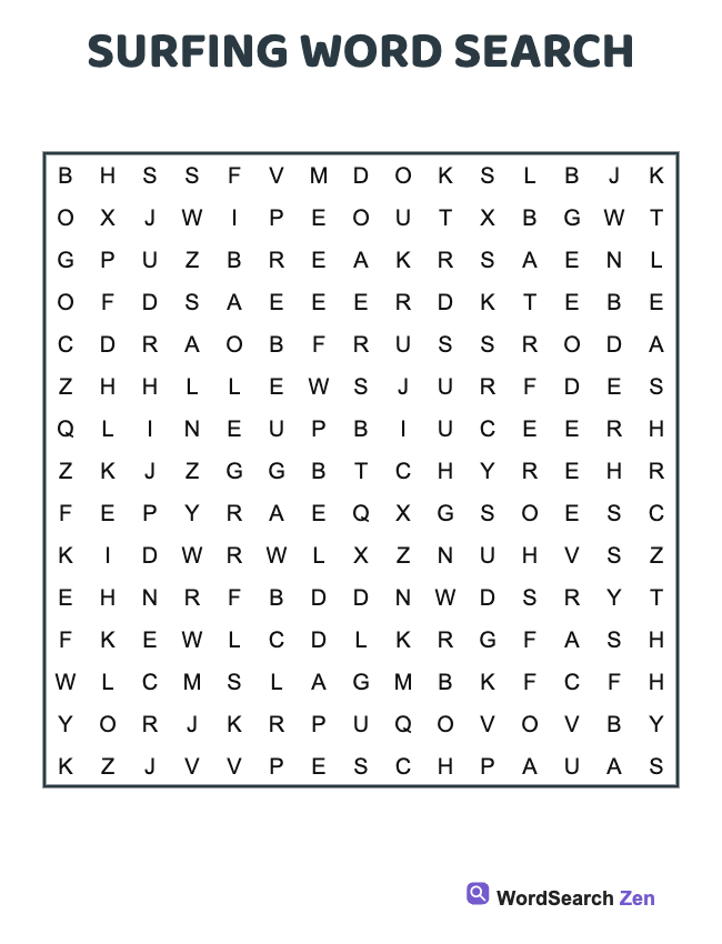 Surfing Word Search