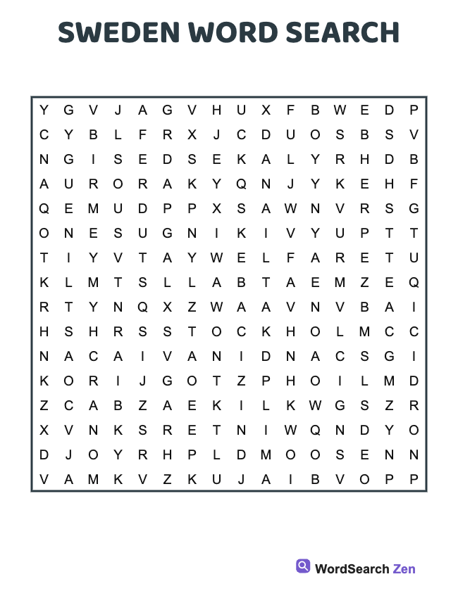Sweden Word Search
