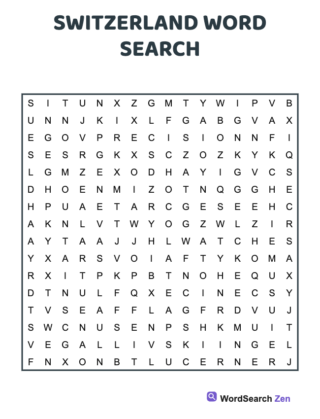 Switzerland Word Search
