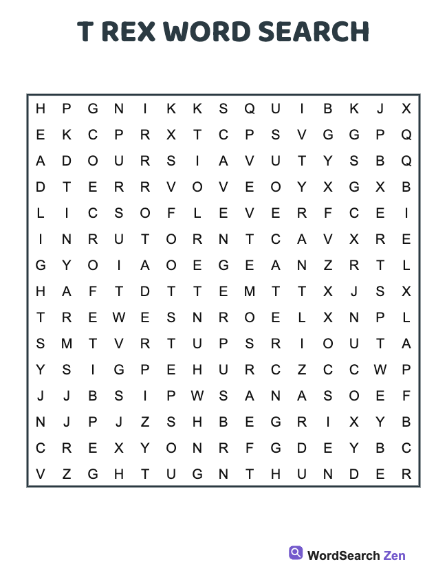 T Rex Word Search