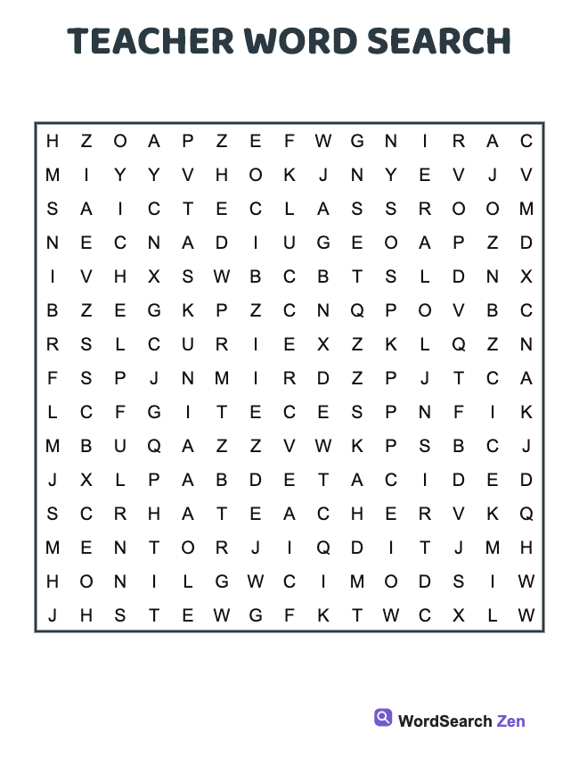 Teacher Word Search