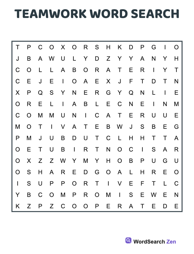 Teamwork Word Search