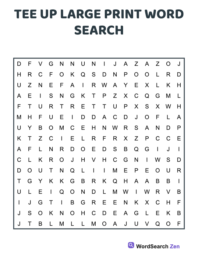 Tee Up Large Print Word Search