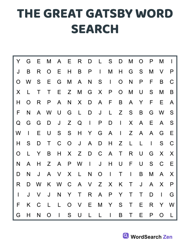 The Great Gatsby Word Search