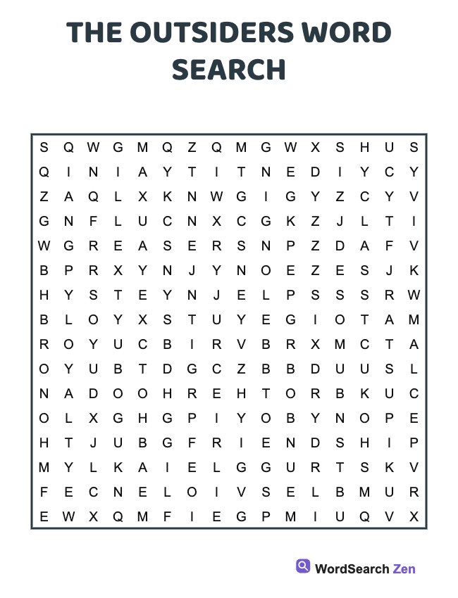 The Outsiders Word Search