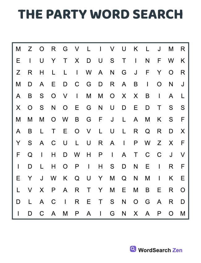 The Party Word Search