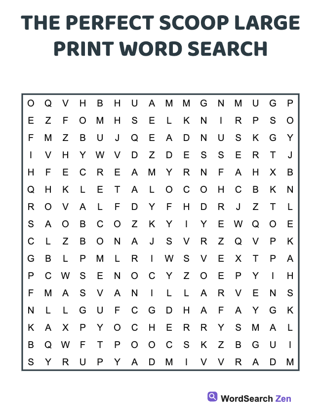 The Perfect Scoop Large Print Word Search