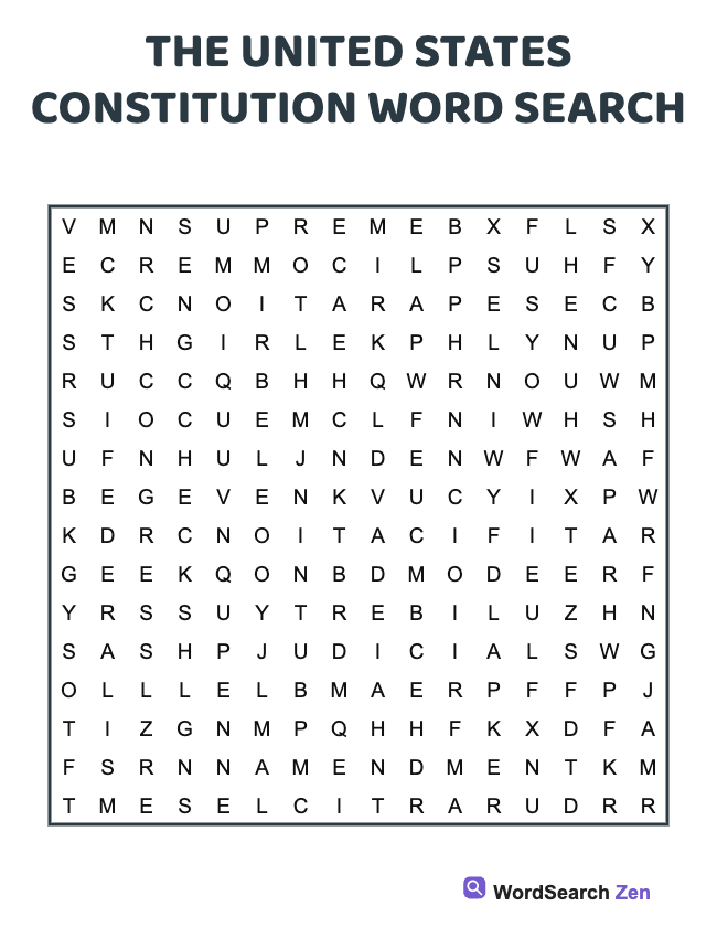 The United States Constitution Word Search