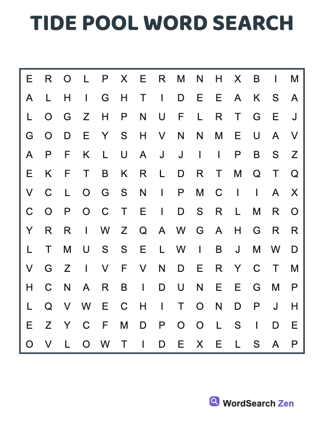 Tide Pool Word Search