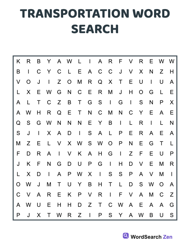 Transportation Word Search