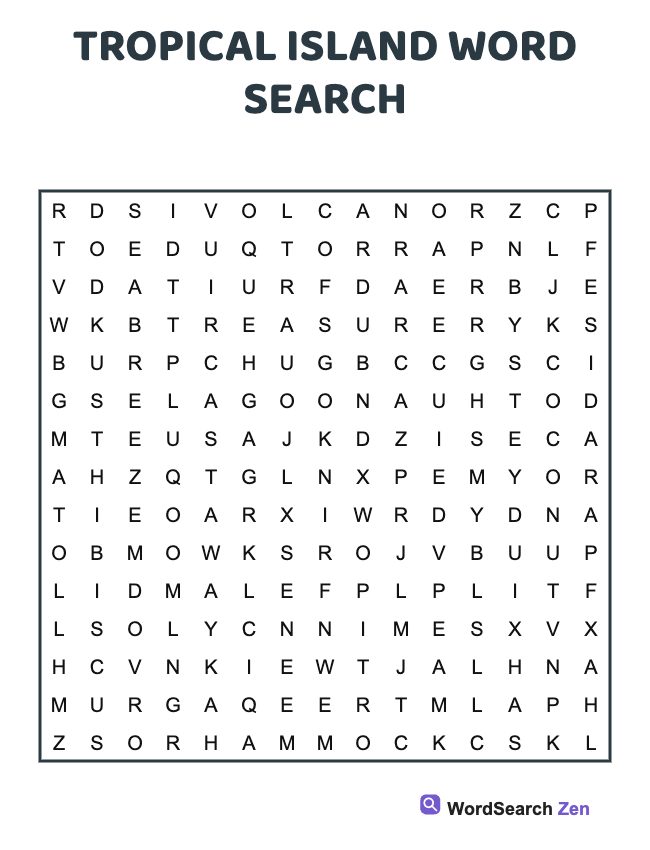 Tropical Island Word Search
