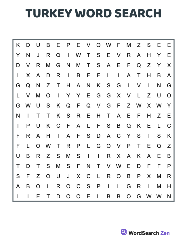 Turkey Word Search