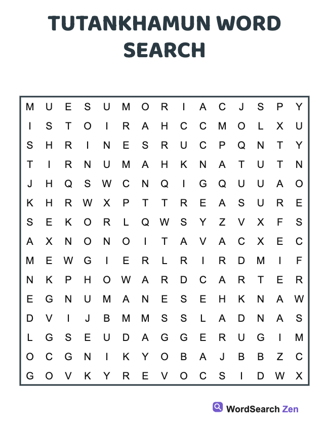 Tutankhamun Word Search