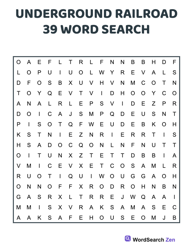 Underground Railroad 39 Word Search
