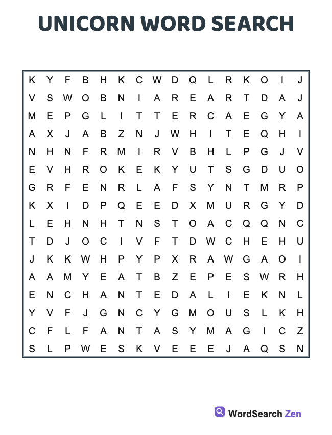 Unicorn Word Search