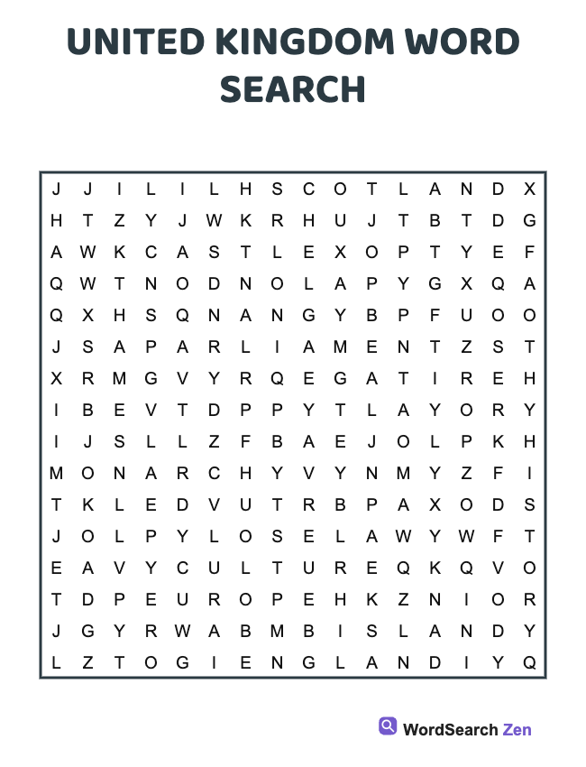 United Kingdom Word Search
