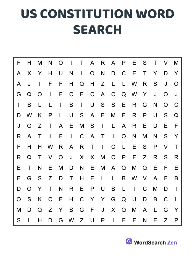 Us Constitution Word Search
