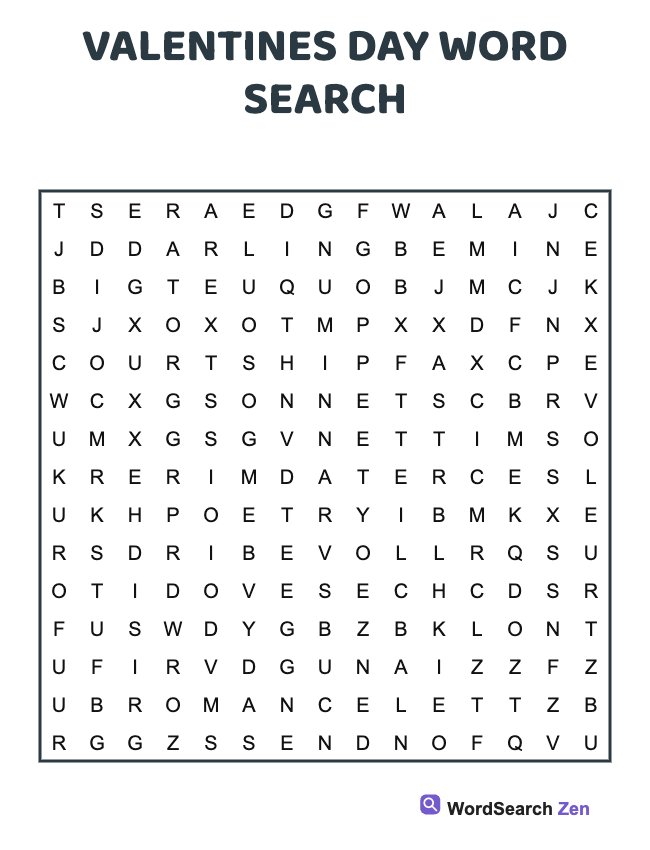 Valentines Day Word Search
