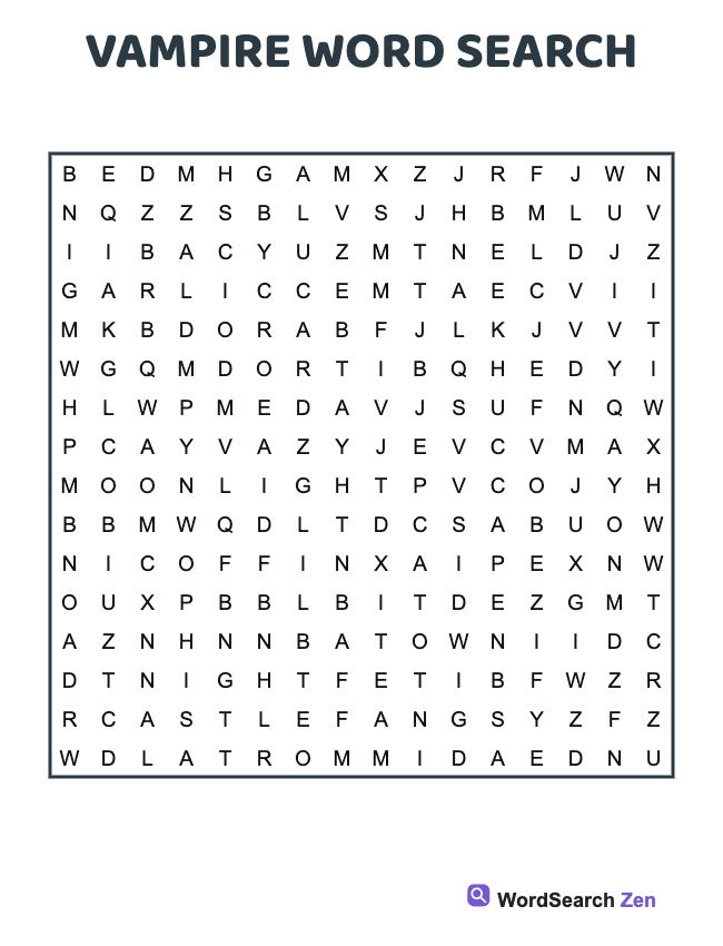 Vampire Word Search