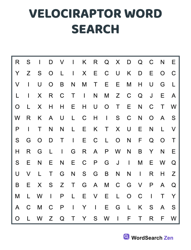 Velociraptor Word Search