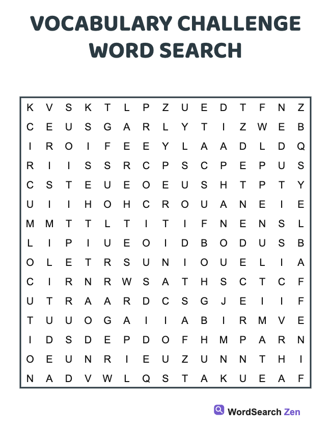 Vocabulary Challenge Word Search
