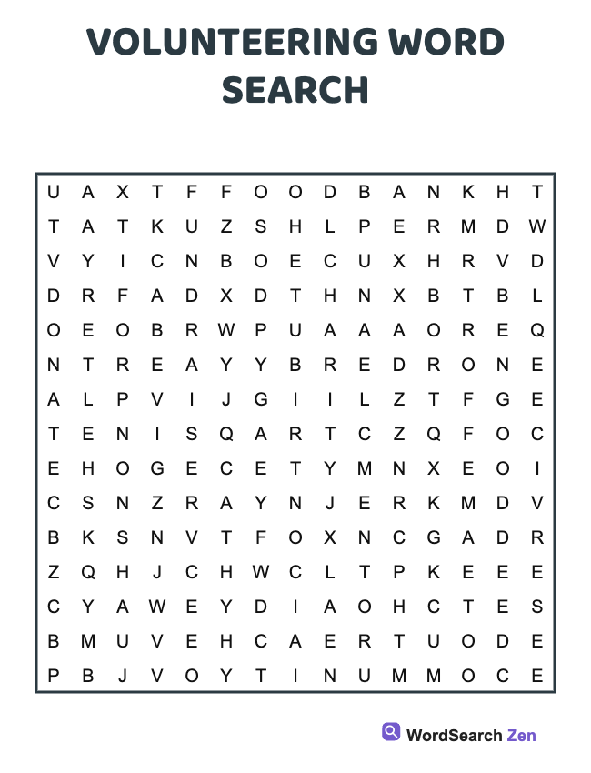 Volunteering Word Search