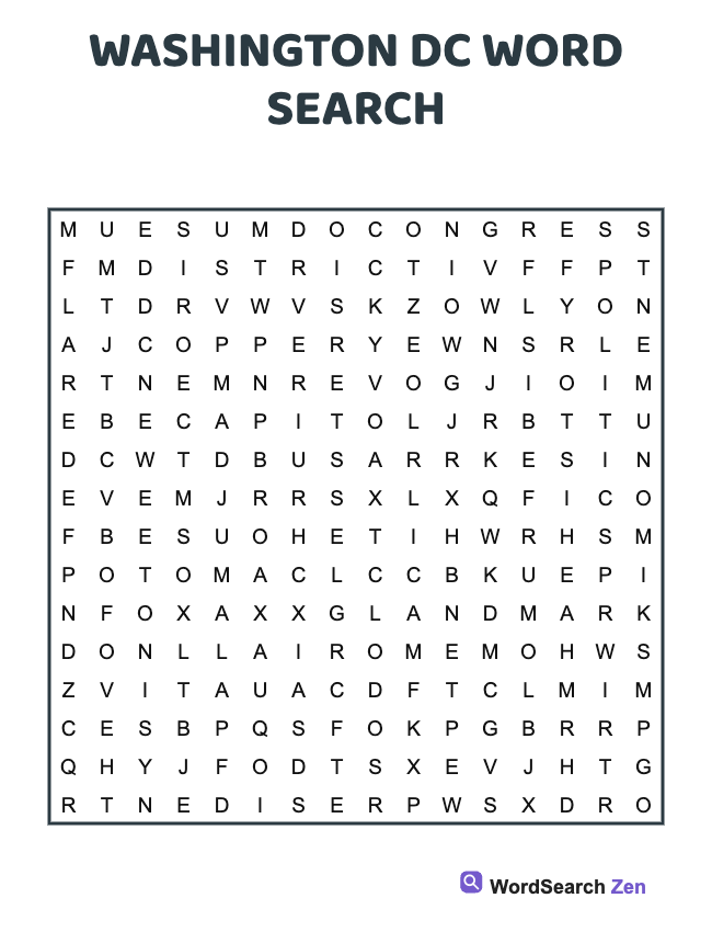 Washington Dc Word Search