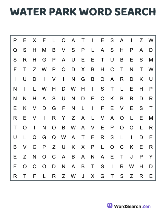 Water Park Word Search
