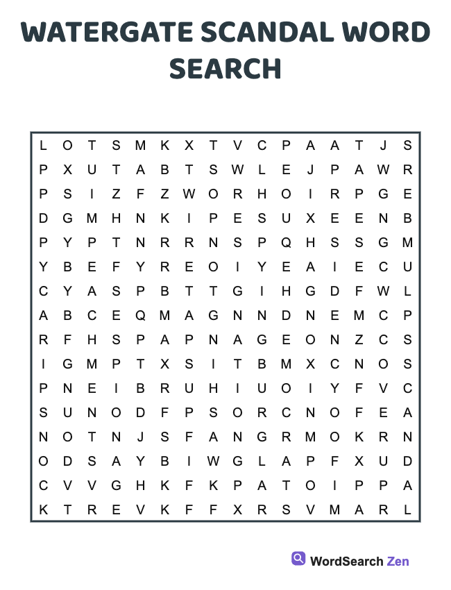 Watergate Scandal Word Search