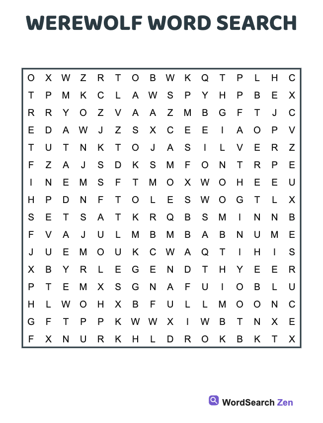Werewolf Word Search