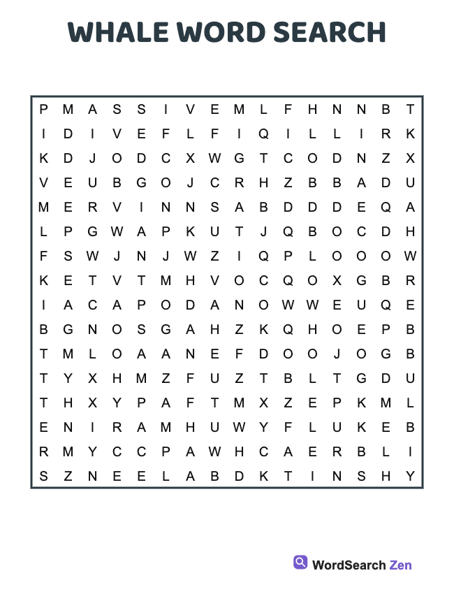Whale Word Search