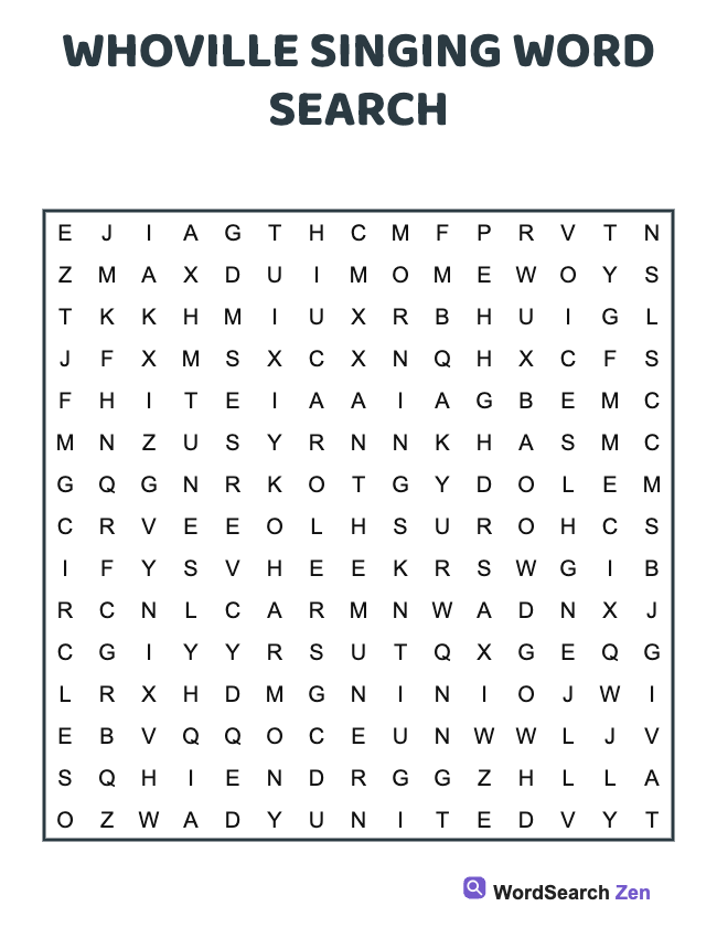 Whoville Singing Word Search